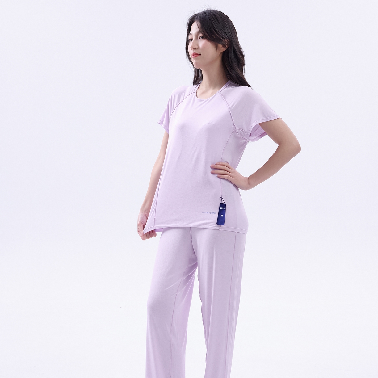 91家纺网 家纺一手货源 找家纺 唯爱品 2026新款亲肤舒适深睡睡衣--短袖长裤--短袖短裤--三色可选 短袖长裤-轻羽粉