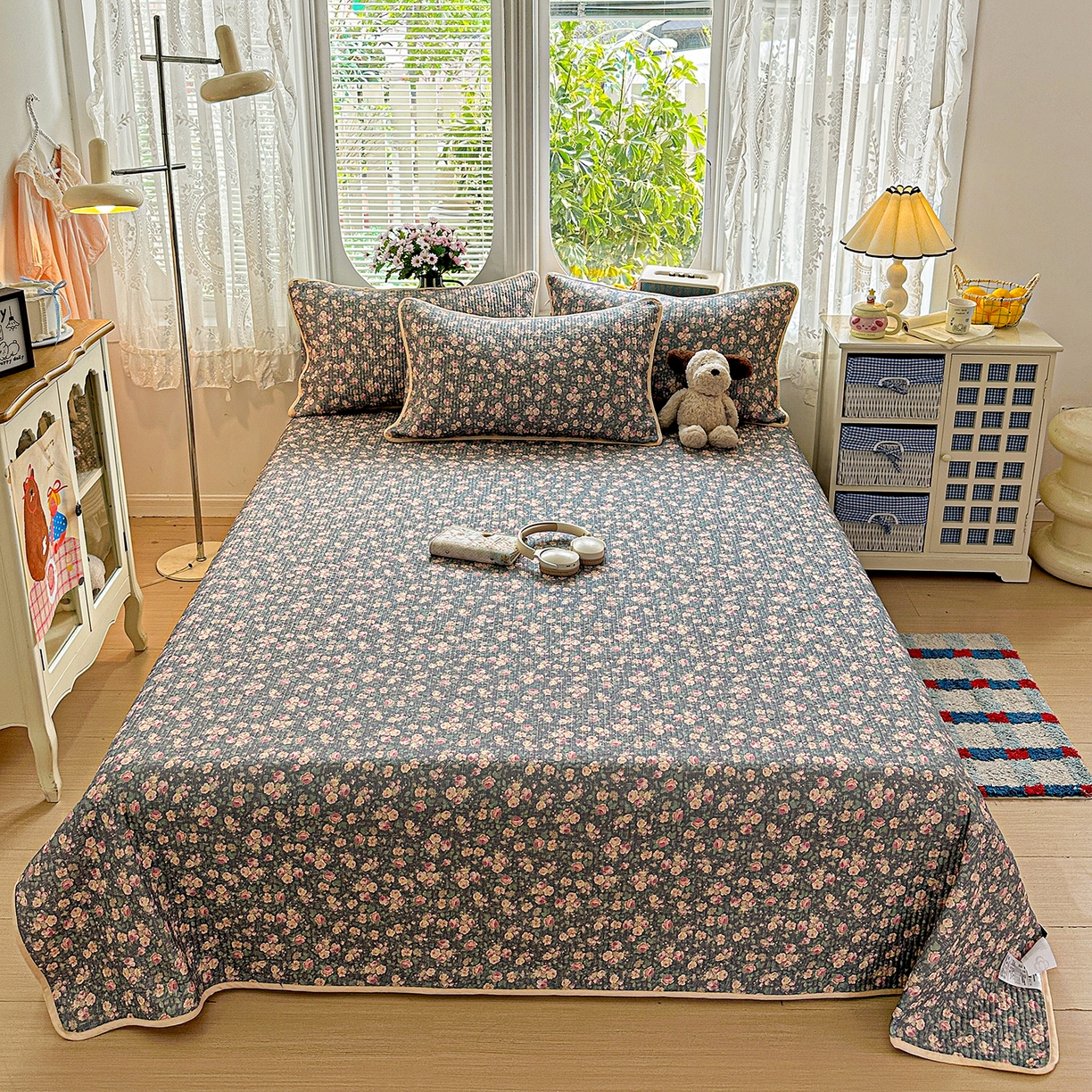 91家纺网 家纺一手货源 找家纺 文黛家居 2026新款全棉双层纱床盖四件套 迪薇娜