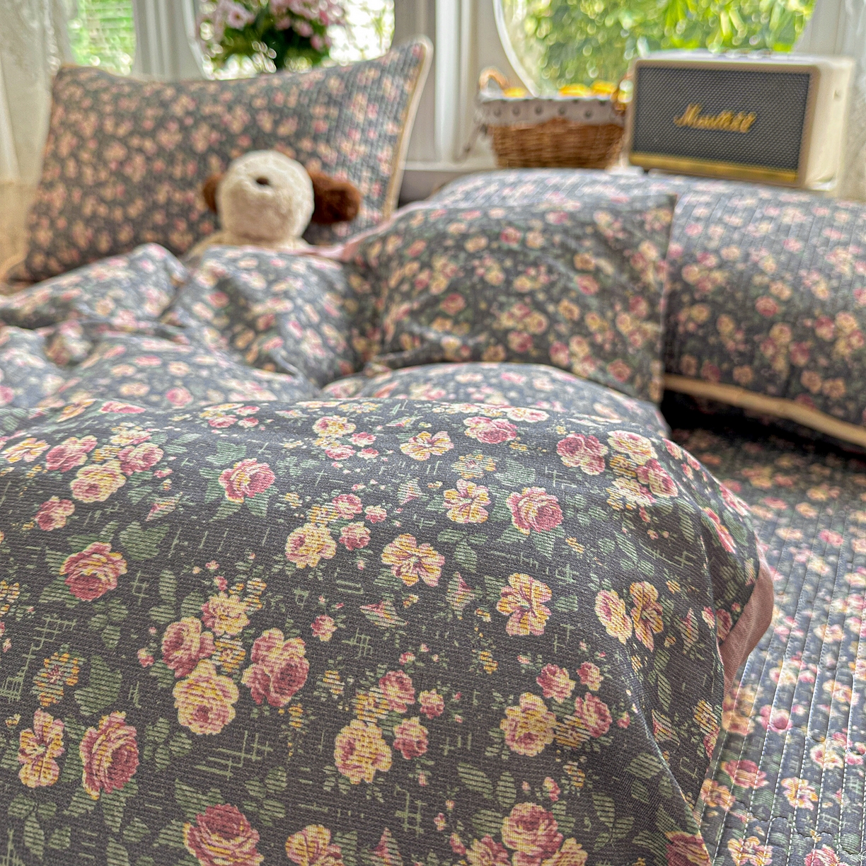 91家纺网 家纺一手货源 找家纺 文黛家居 2026新款全棉双层纱床盖四件套 迪薇娜