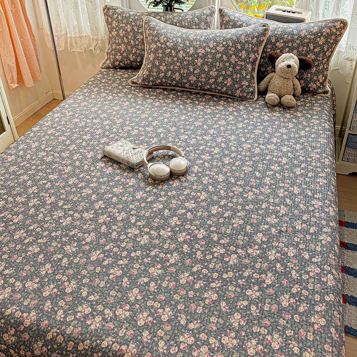 91家纺网 家纺一手货源 找家纺 文黛家居 2026新款全棉双层纱床盖四件套 迪薇娜