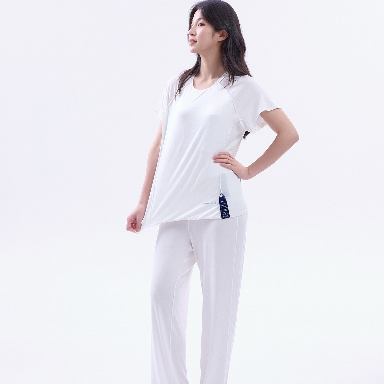 91家纺网 家纺一手货源 找家纺 唯爱品 2026新款亲肤舒适深睡睡衣--短袖长裤--短袖短裤--三色可选 短袖长裤-柔云白