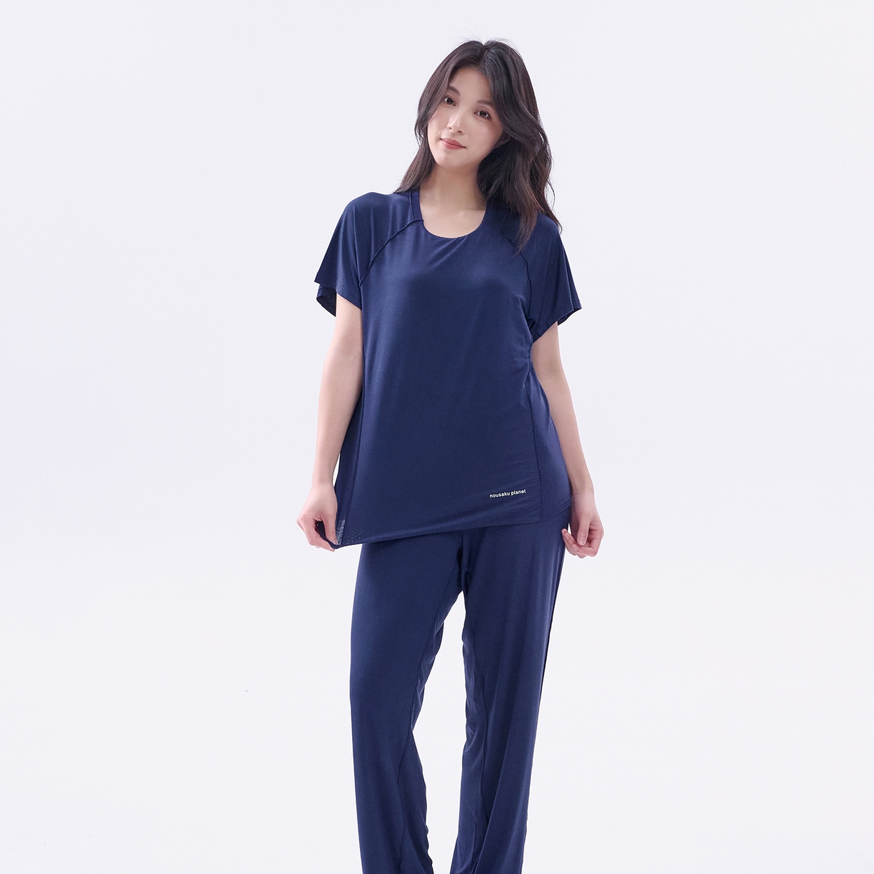 91家纺网 家纺一手货源 找家纺 唯爱品 2026新款亲肤舒适深睡睡衣--短袖长裤--短袖短裤--三色可选 短袖长裤-深睡蓝