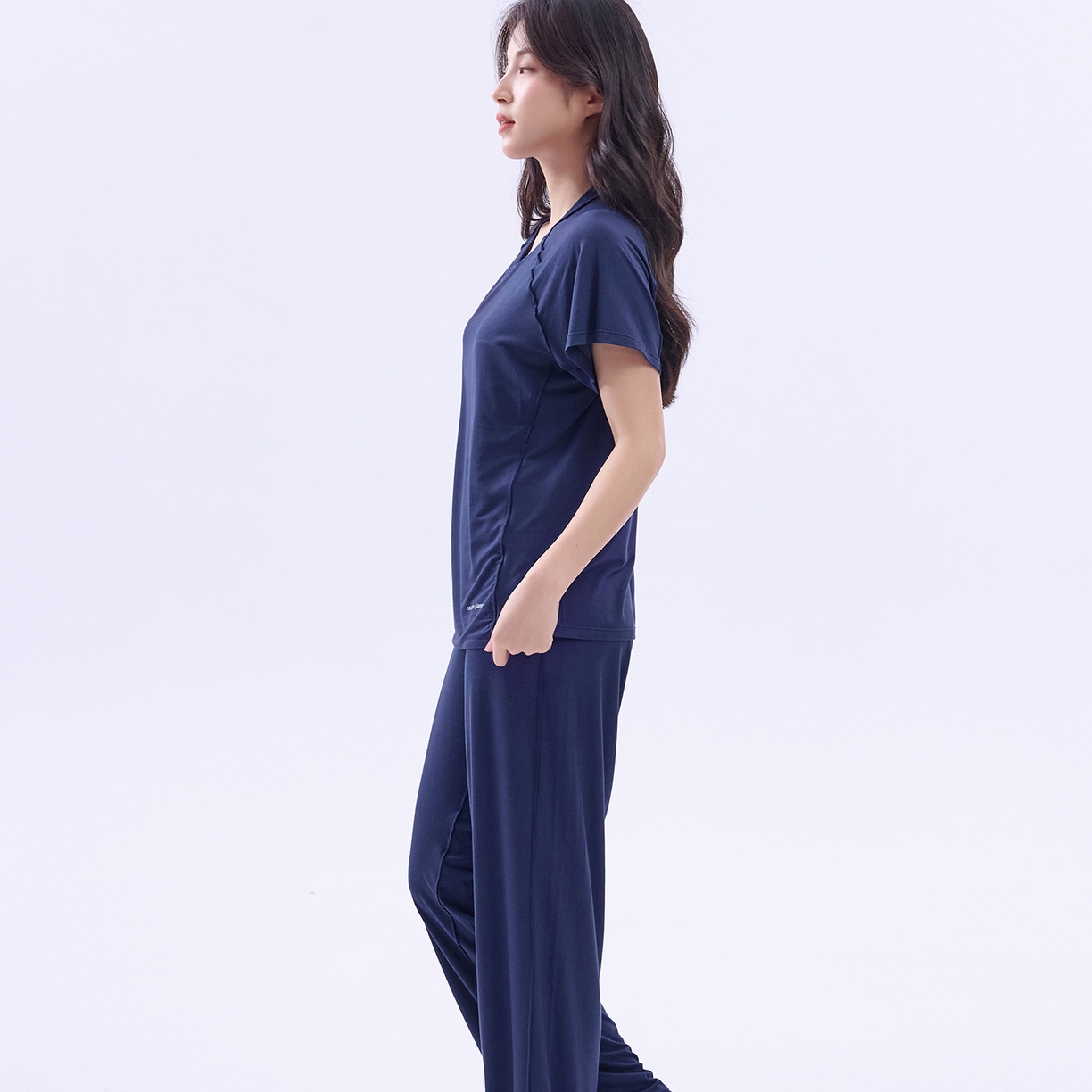 91家纺网 家纺一手货源 找家纺 唯爱品 2026新款亲肤舒适深睡睡衣--短袖长裤--短袖短裤--三色可选 短袖长裤-深睡蓝