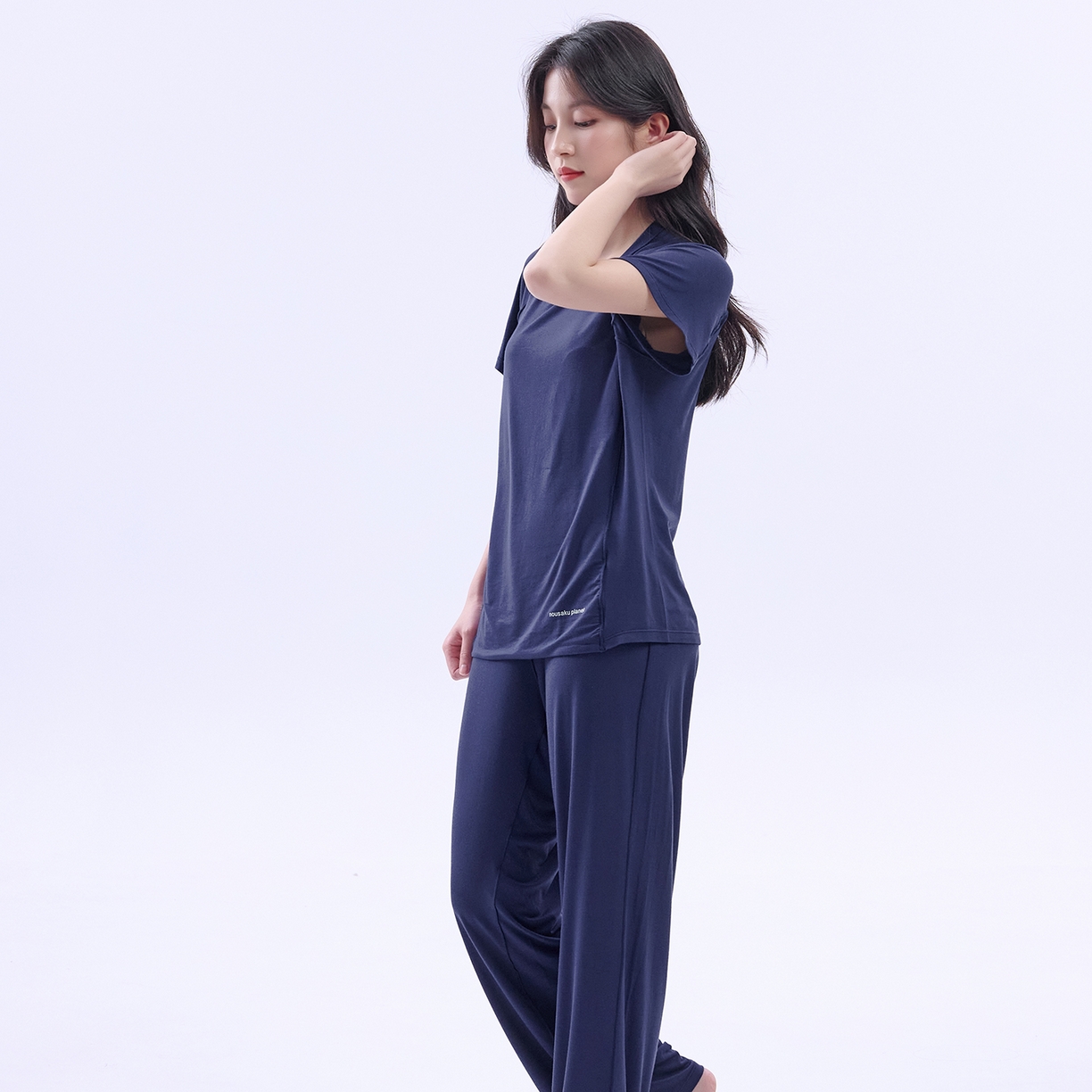 91家纺网 家纺一手货源 找家纺 唯爱品 2026新款亲肤舒适深睡睡衣--短袖长裤--短袖短裤--三色可选 短袖长裤-深睡蓝