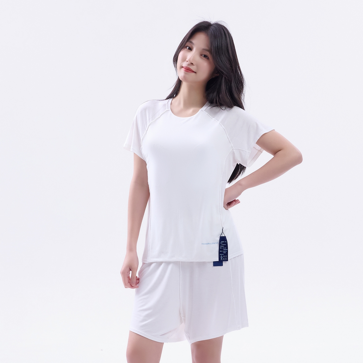 唯爱品 2026新款亲肤舒适深睡睡衣--短袖长裤--短袖短裤--三色可选 短袖短裤-柔云白