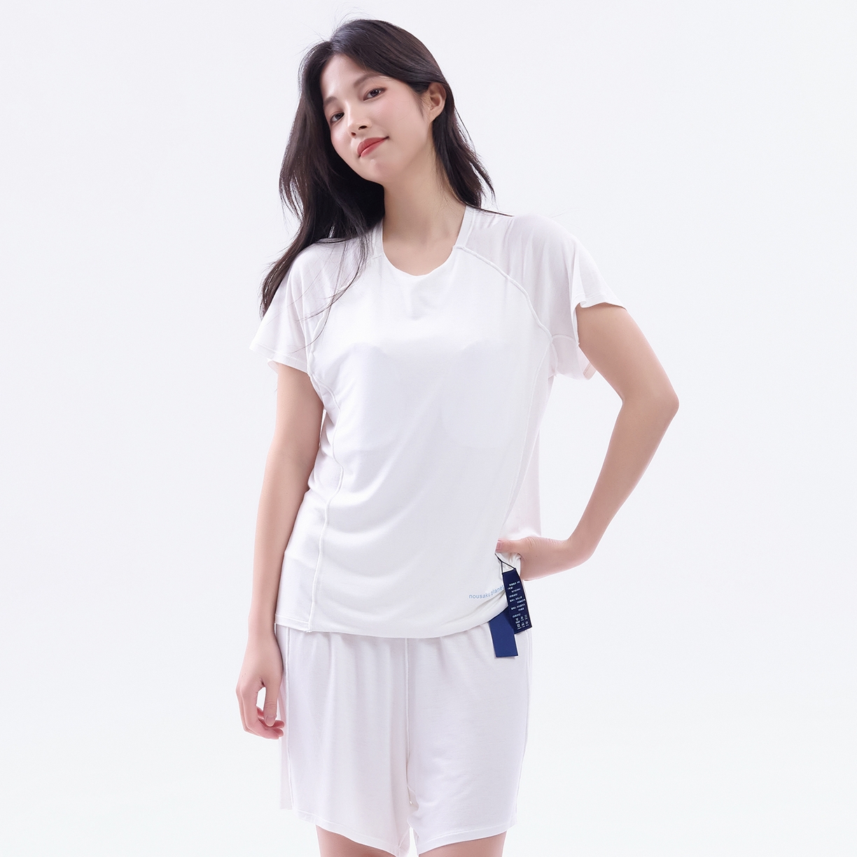 91家纺网 家纺一手货源 找家纺 唯爱品 2026新款亲肤舒适深睡睡衣--短袖长裤--短袖短裤--三色可选 短袖短裤-柔云白