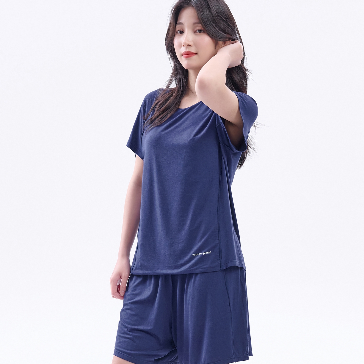 91家纺网 家纺一手货源 找家纺 唯爱品 2026新款亲肤舒适深睡睡衣--短袖长裤--短袖短裤--三色可选 短袖短裤-深睡蓝