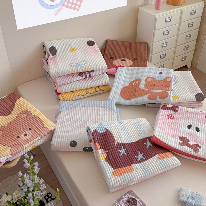 91家纺网 家纺一手货源 找家纺 贝扬思家纺 2026春夏新款高品质A类泡芙纱床盖夏被夏凉被空调被四件套-青提系列 青提-魔法星星