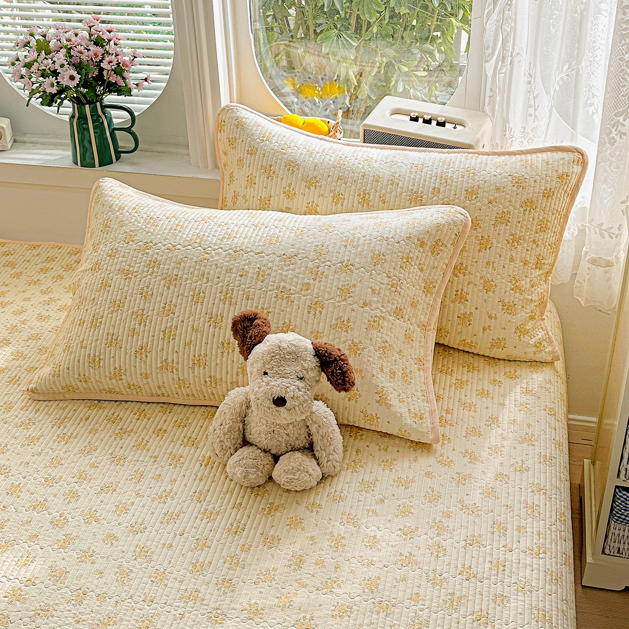 91家纺网 家纺一手货源 找家纺 文黛家居 2026新款全棉双层纱床盖四件套 橘子洲