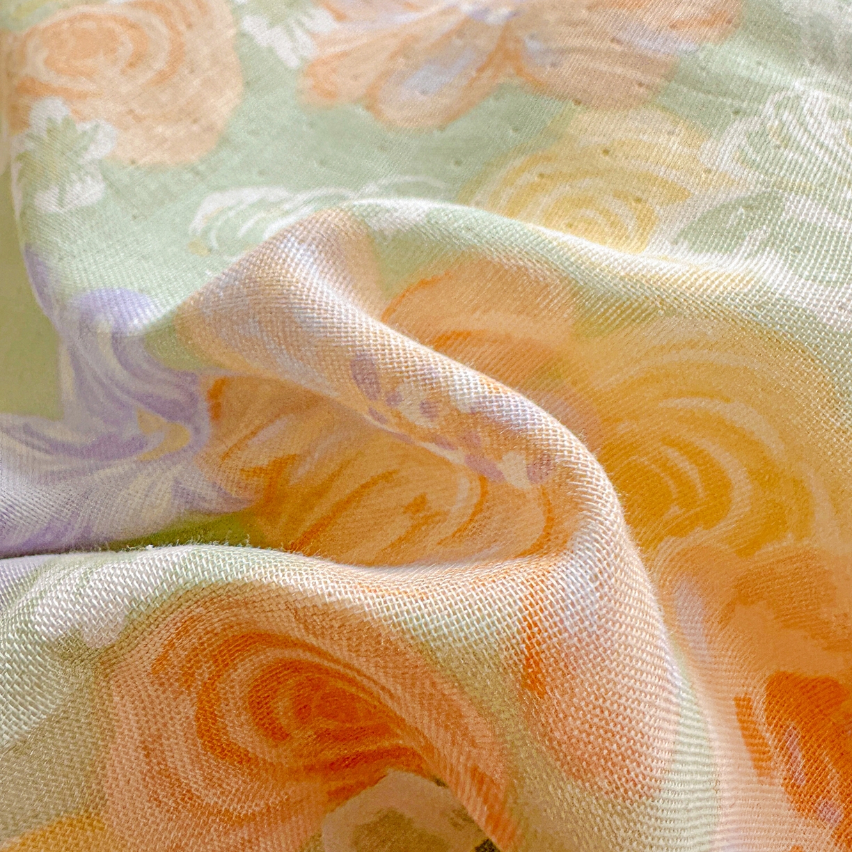 91家纺网 家纺一手货源 找家纺 文黛家居 2026新款全棉双层纱床盖四件套 梨落-绿