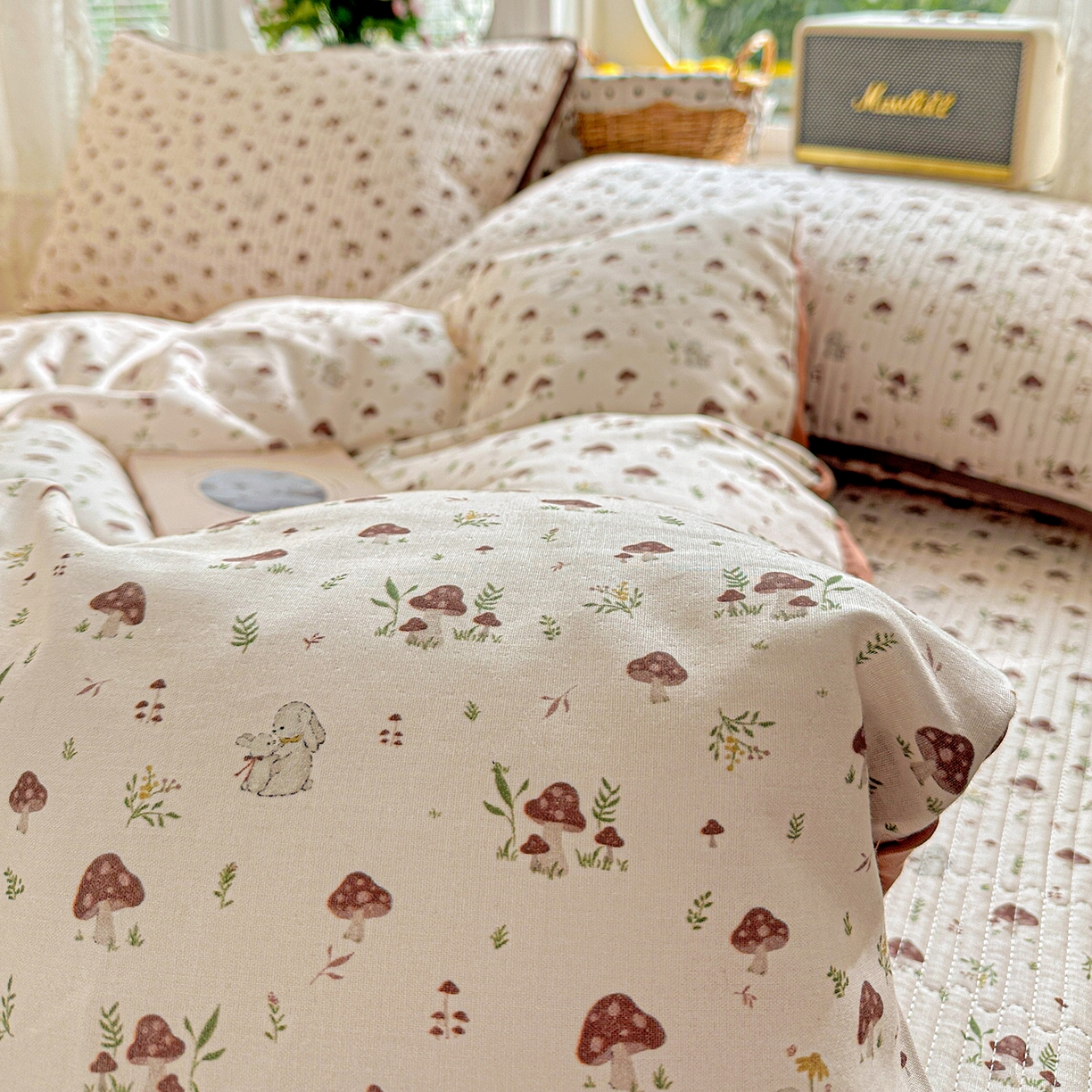 91家纺网 家纺一手货源 找家纺 文黛家居 2026新款全棉双层纱床盖四件套 魔仙峪