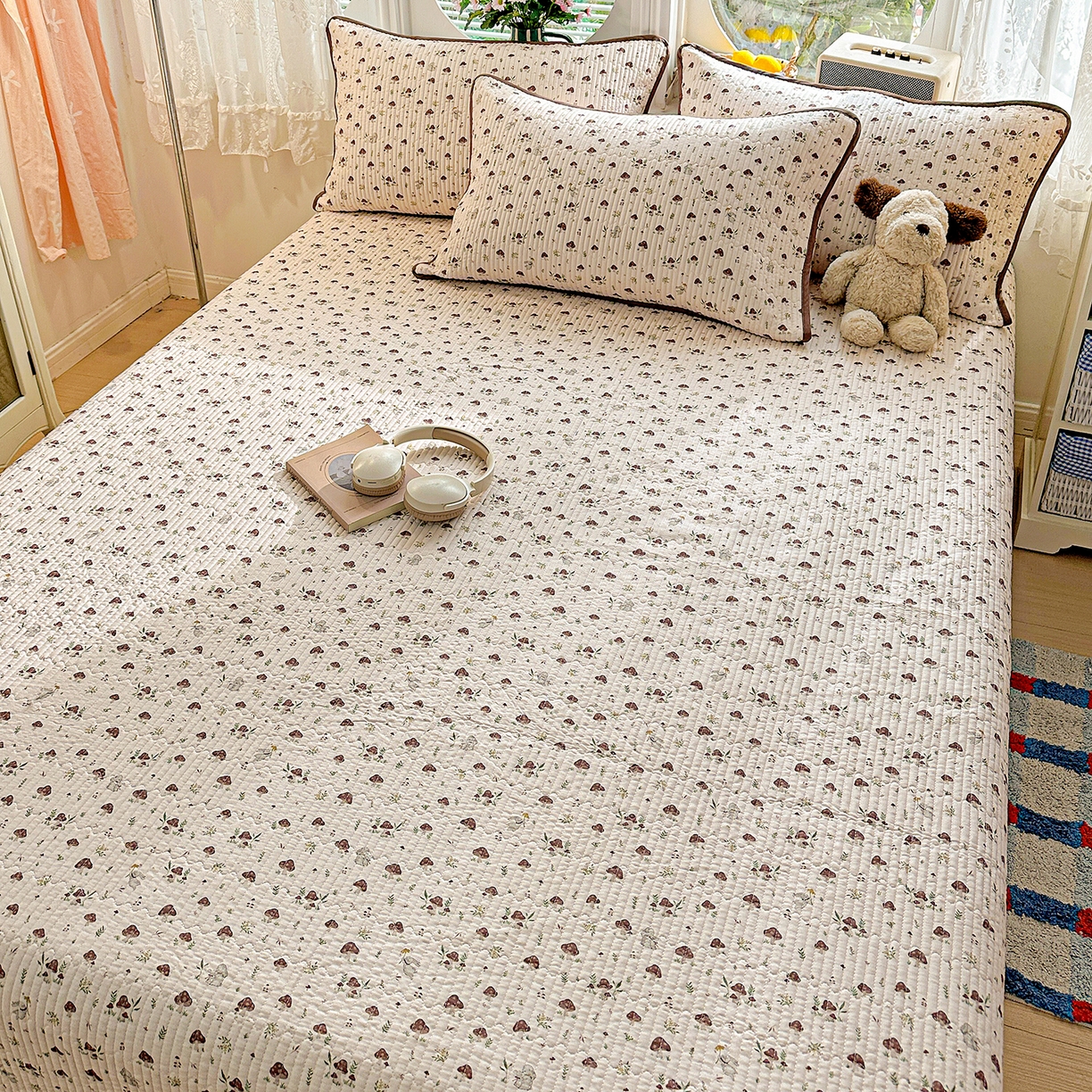 91家纺网 家纺一手货源 找家纺 文黛家居 2026新款全棉双层纱床盖四件套 魔仙峪