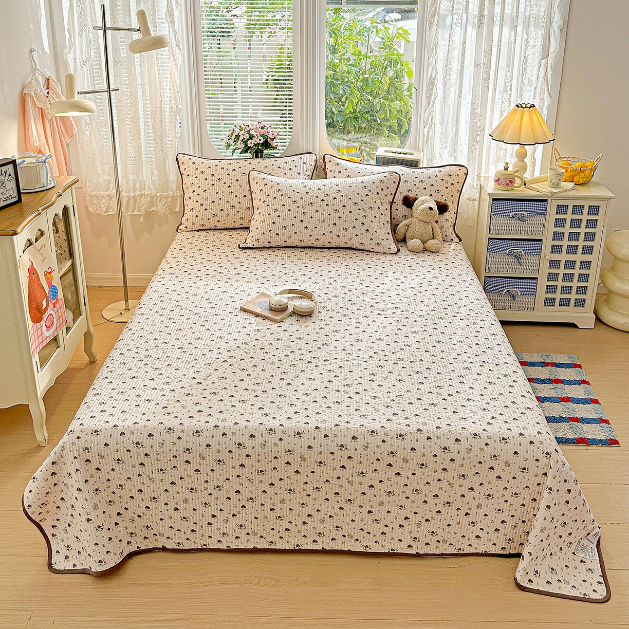 91家纺网 家纺一手货源 找家纺 文黛家居 2026新款全棉双层纱床盖四件套 魔仙峪