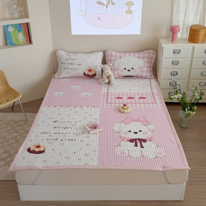 91家纺网 家纺一手货源 找家纺 贝扬思家纺 2026新款数码大版凉感丝夏被凉席系列 蛋糕小狗