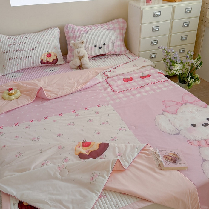 91家纺网 家纺一手货源 找家纺 贝扬思家纺 2026新款数码大版凉感丝夏被凉席系列 蛋糕小狗