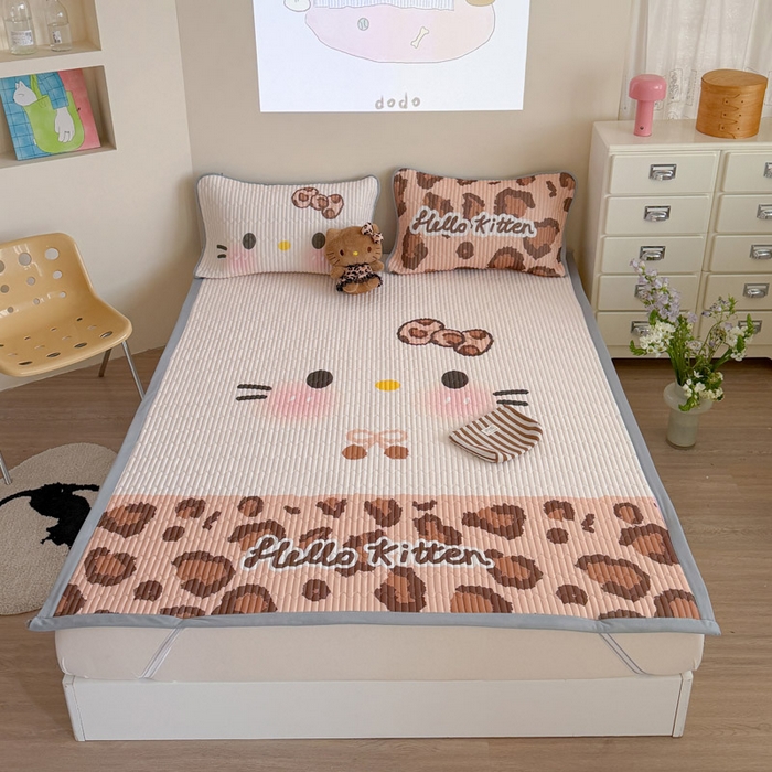 91家纺网 家纺一手货源 找家纺 贝扬思家纺 2026新款数码大版凉感丝夏被凉席系列 加色豹纹猫