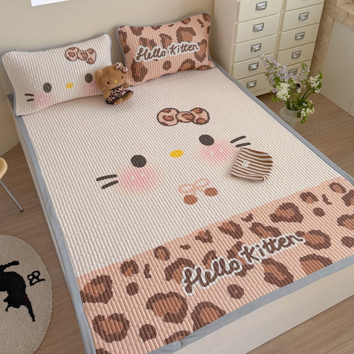 91家纺网 家纺一手货源 找家纺 贝扬思家纺 2026新款数码大版凉感丝夏被凉席系列 加色豹纹猫