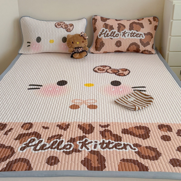 91家纺网 家纺一手货源 找家纺 贝扬思家纺 2026新款数码大版凉感丝夏被凉席系列 加色豹纹猫