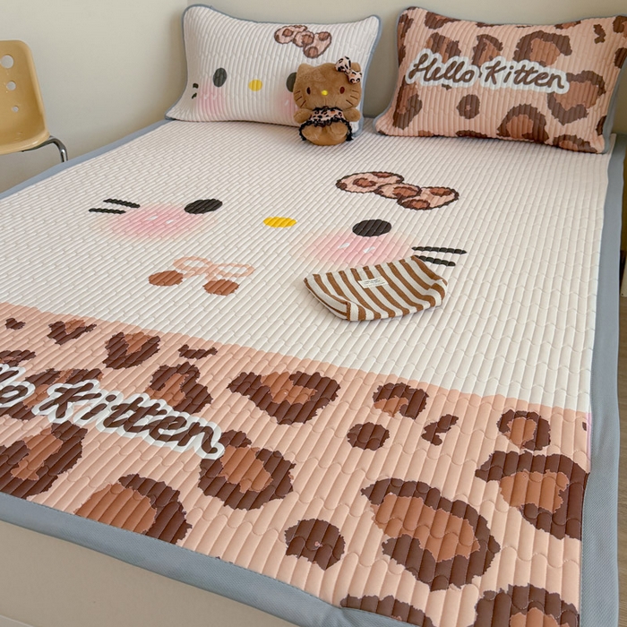 91家纺网 家纺一手货源 找家纺 贝扬思家纺 2026新款数码大版凉感丝夏被凉席系列 加色豹纹猫