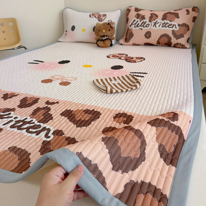 91家纺网 家纺一手货源 找家纺 贝扬思家纺 2026新款数码大版凉感丝夏被凉席系列 加色豹纹猫