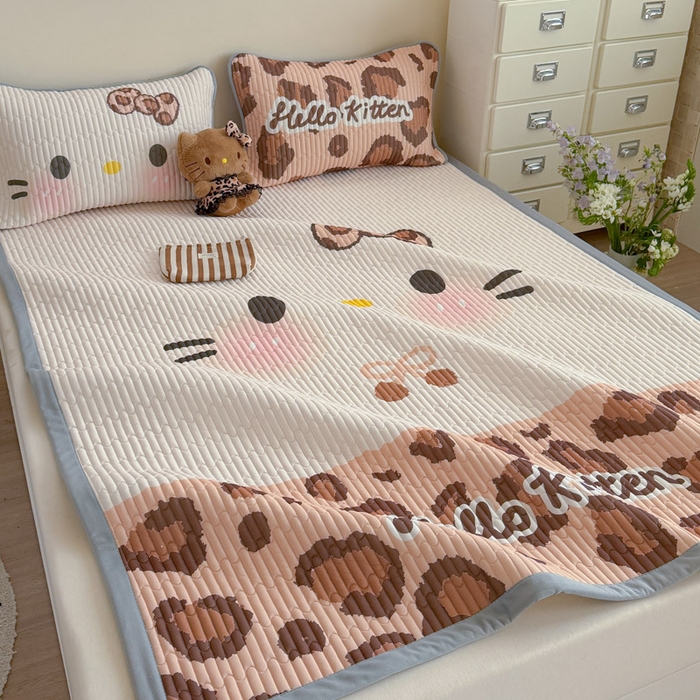 91家纺网 家纺一手货源 找家纺 贝扬思家纺 2026新款数码大版凉感丝夏被凉席系列 加色豹纹猫