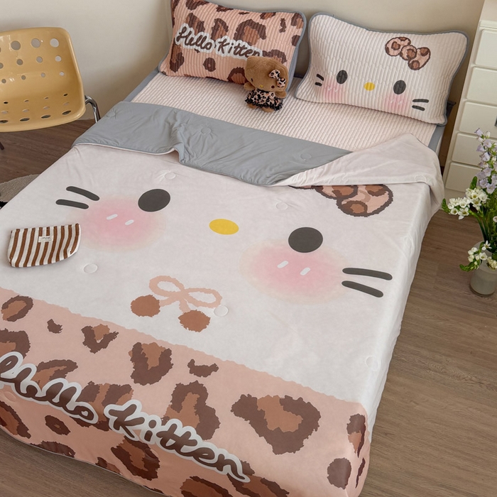 91家纺网 家纺一手货源 找家纺 贝扬思家纺 2026新款数码大版凉感丝夏被凉席系列 加色豹纹猫