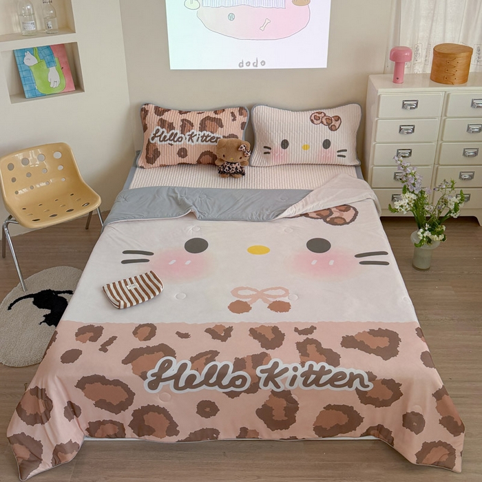 91家纺网 家纺一手货源 找家纺 贝扬思家纺 2026新款数码大版凉感丝夏被凉席系列 加色豹纹猫