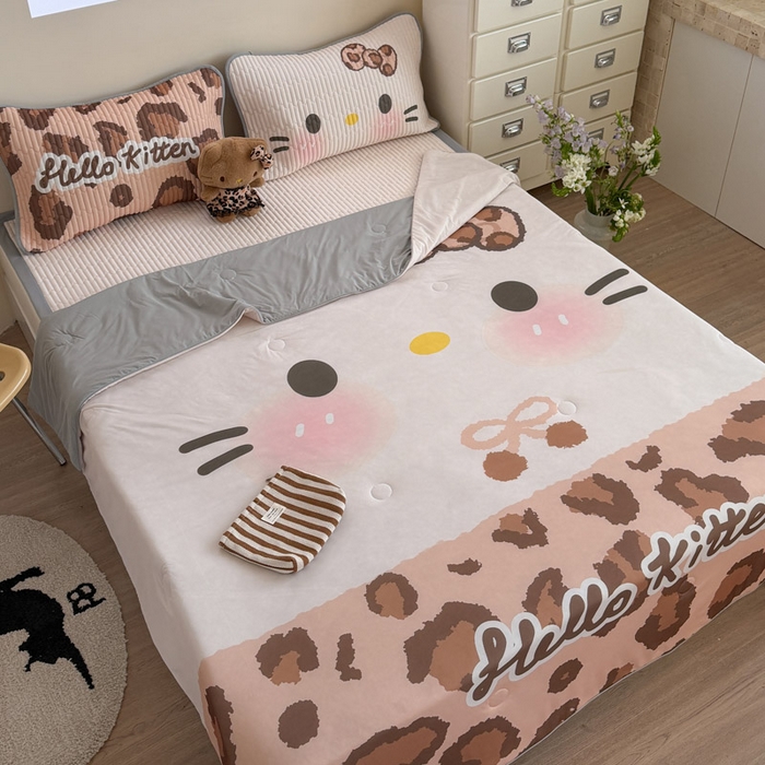 91家纺网 家纺一手货源 找家纺 贝扬思家纺 2026新款数码大版凉感丝夏被凉席系列 加色豹纹猫