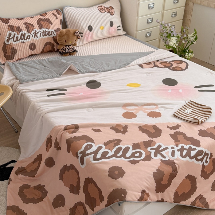 91家纺网 家纺一手货源 找家纺 贝扬思家纺 2026新款数码大版凉感丝夏被凉席系列 加色豹纹猫