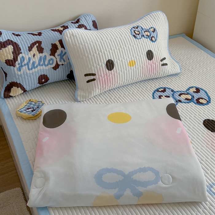 贝扬思家纺 2026新款数码大版凉感丝夏被凉席系列 蓝色豹纹猫