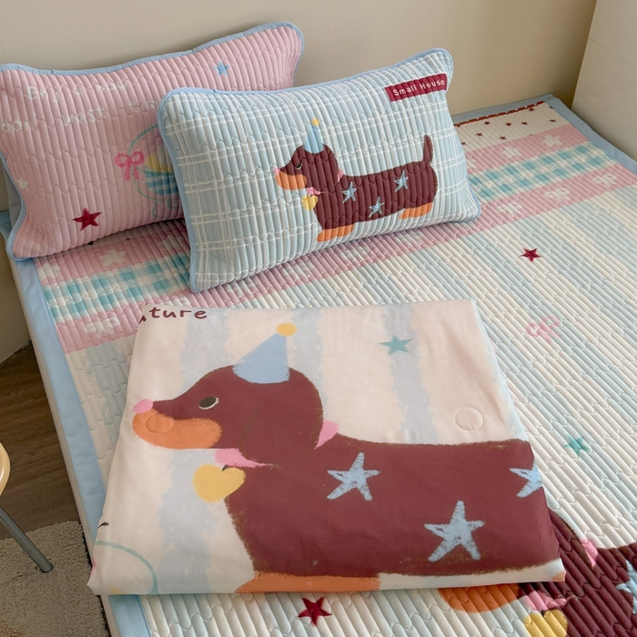 贝扬思家纺 2026新款数码大版凉感丝夏被凉席系列 奶油小狗