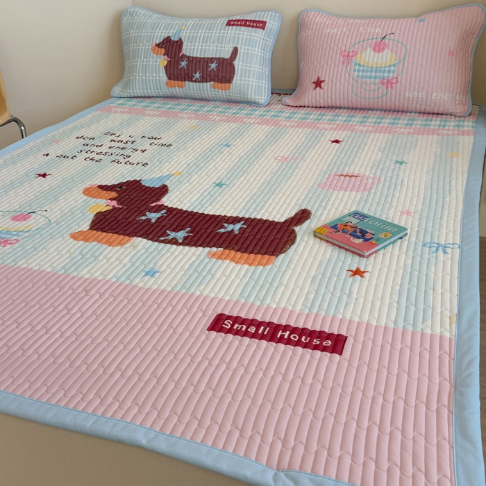 91家纺网 家纺一手货源 找家纺 贝扬思家纺 2026新款数码大版凉感丝夏被凉席系列 奶油小狗