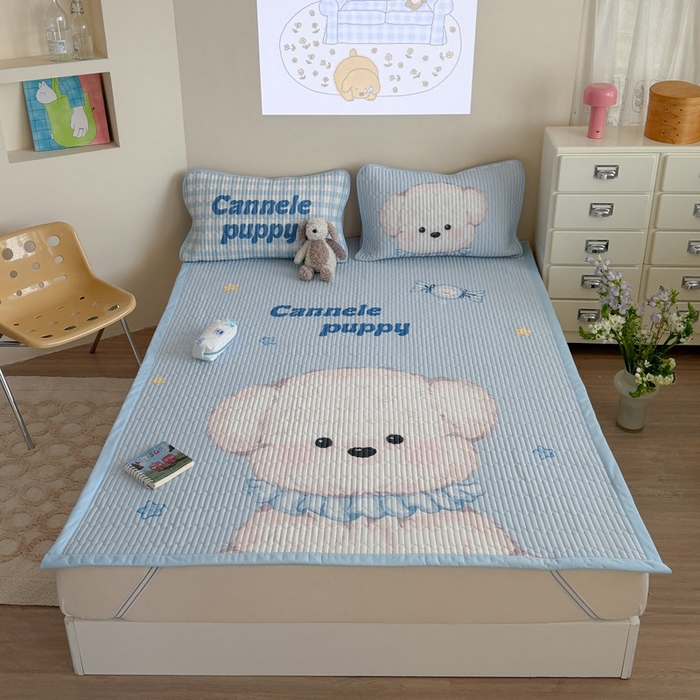 91家纺网 家纺一手货源 找家纺 贝扬思家纺 2026新款数码大版凉感丝夏被凉席系列 糖果小狗