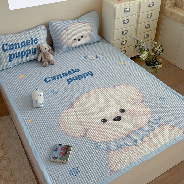 91家纺网 家纺一手货源 找家纺 贝扬思家纺 2026新款数码大版凉感丝夏被凉席系列 糖果小狗