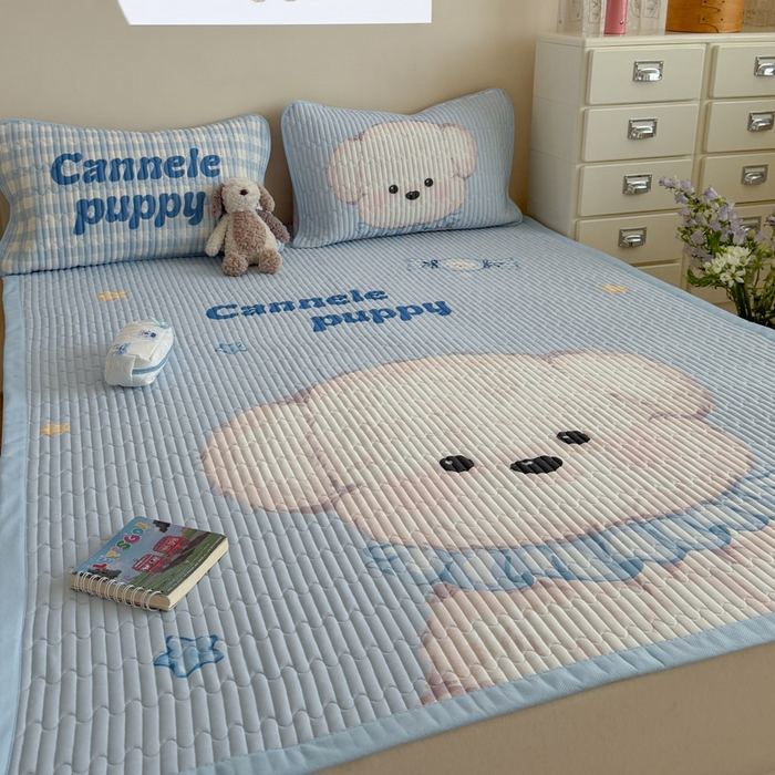 91家纺网 家纺一手货源 找家纺 贝扬思家纺 2026新款数码大版凉感丝夏被凉席系列 糖果小狗