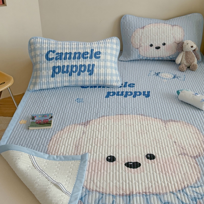 91家纺网 家纺一手货源 找家纺 贝扬思家纺 2026新款数码大版凉感丝夏被凉席系列 糖果小狗