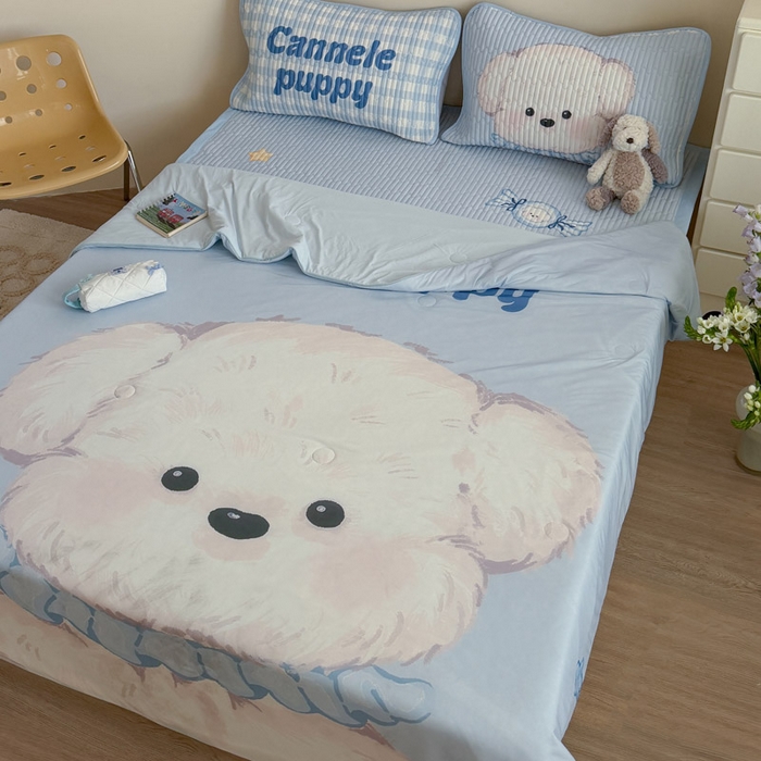 91家纺网 家纺一手货源 找家纺 贝扬思家纺 2026新款数码大版凉感丝夏被凉席系列 糖果小狗