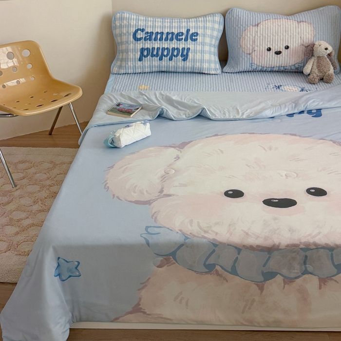 91家纺网 家纺一手货源 找家纺 贝扬思家纺 2026新款数码大版凉感丝夏被凉席系列 糖果小狗