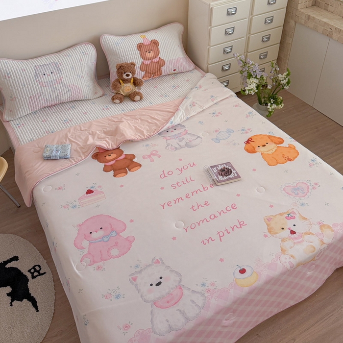 91家纺网 家纺一手货源 找家纺 贝扬思家纺 2026新款数码大版凉感丝夏被凉席系列 小熊生日