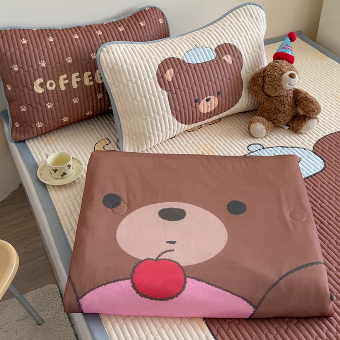 贝扬思家纺 2026新款数码大版凉感丝夏被凉席系列 樱桃蛋糕熊