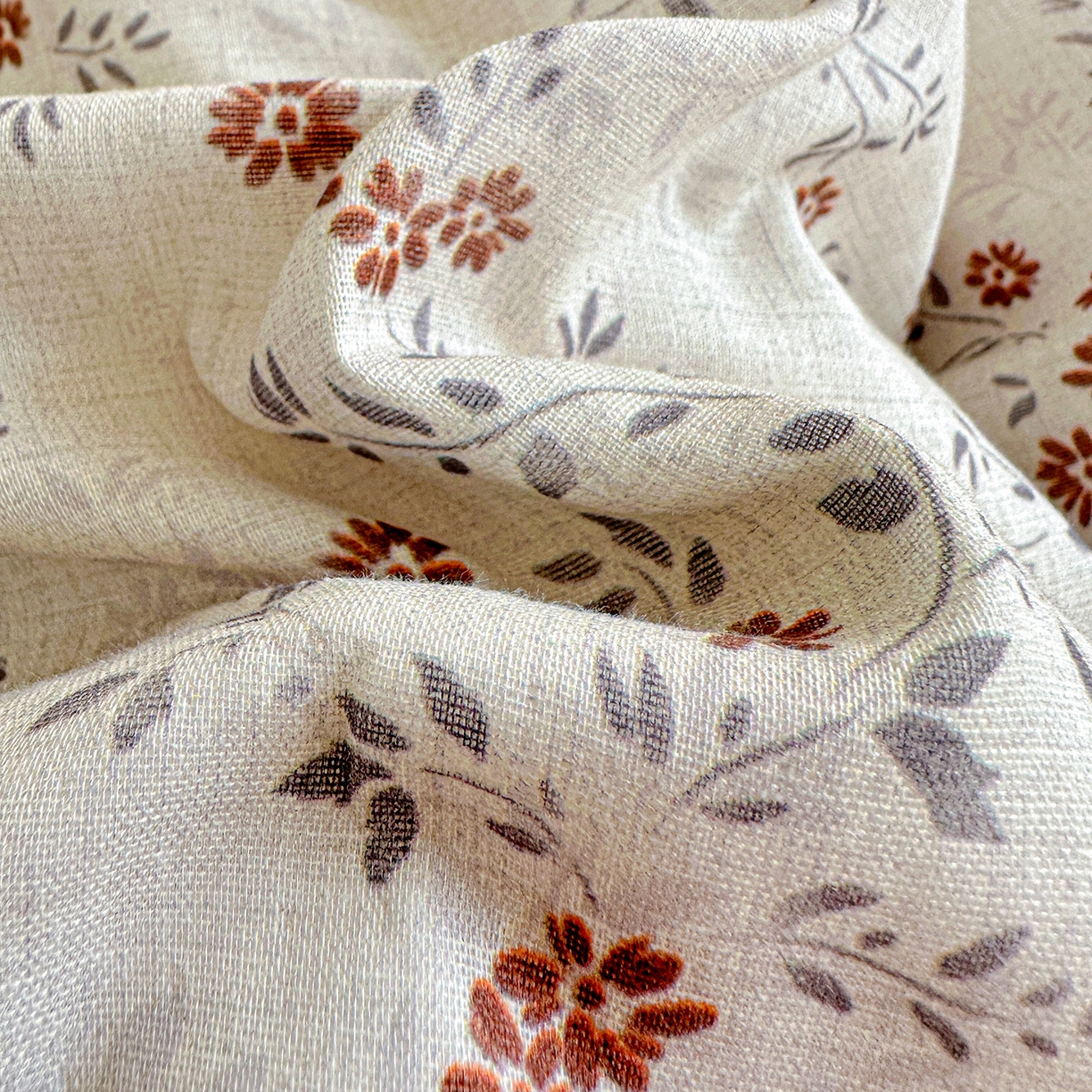 91家纺网 家纺一手货源 找家纺 文黛家居 2026新款全棉双层纱床盖四件套 影枝章-灰