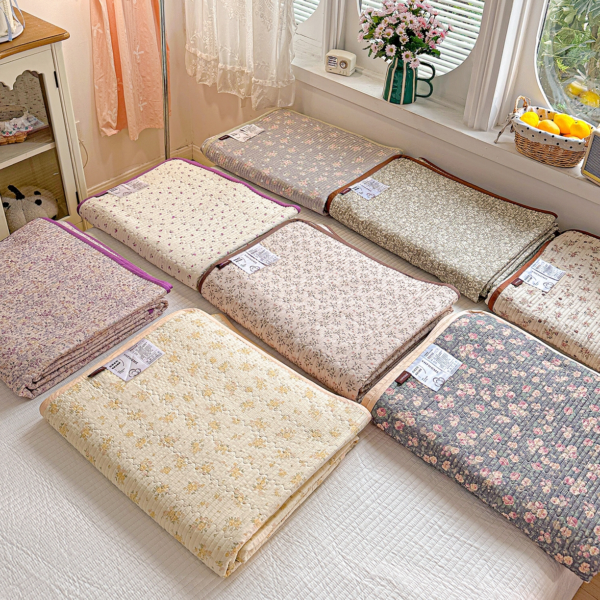 91家纺网 家纺一手货源 找家纺 文黛家居 2026新款全棉双层纱床盖四件套 组合图