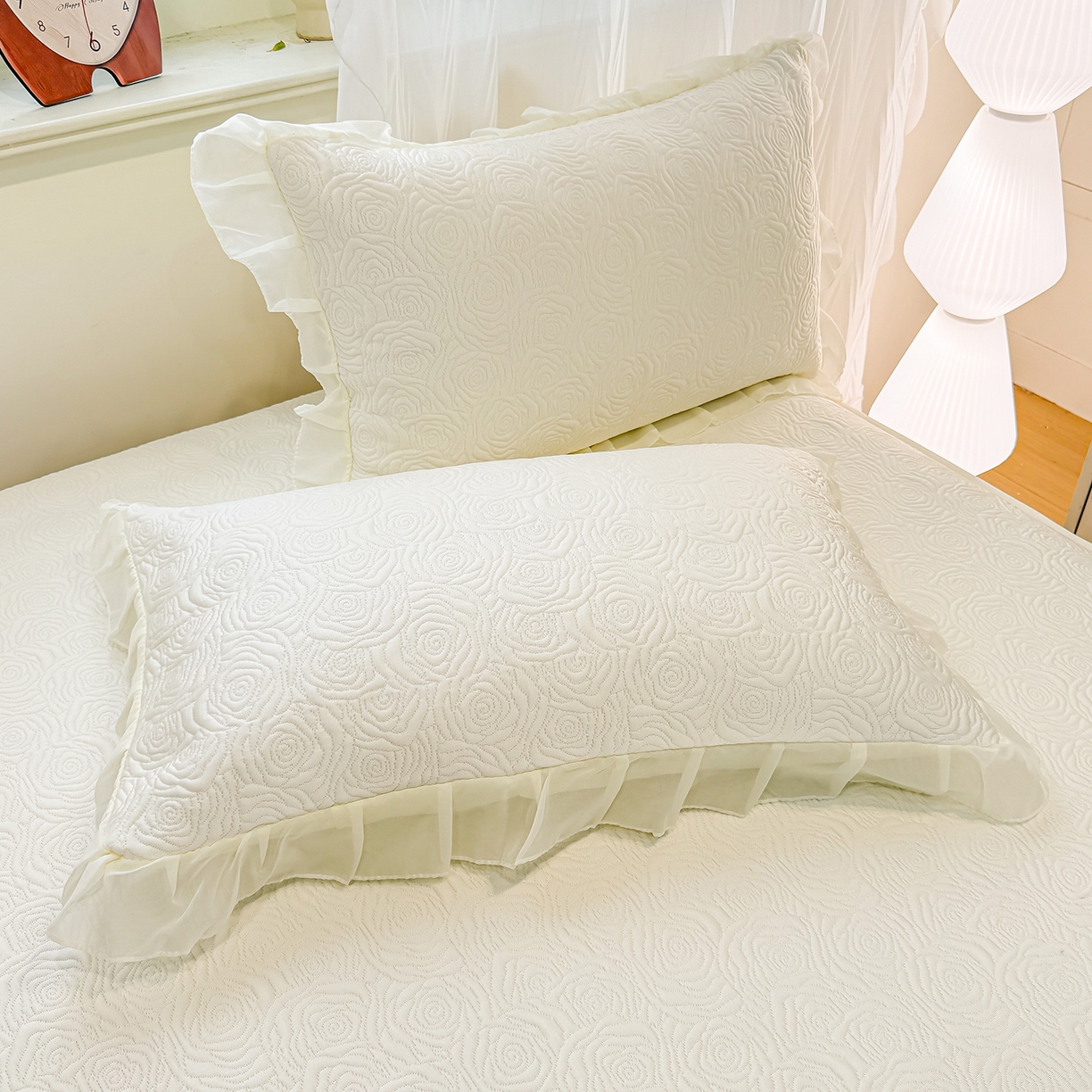 91家纺网 家纺一手货源 找家纺 眠势力 2026新款PE提花冰凉豆豆床裙款床笠凉席子冰丝凉感中分子床裙乙纶床裙床笠二合一 晚风-雾米