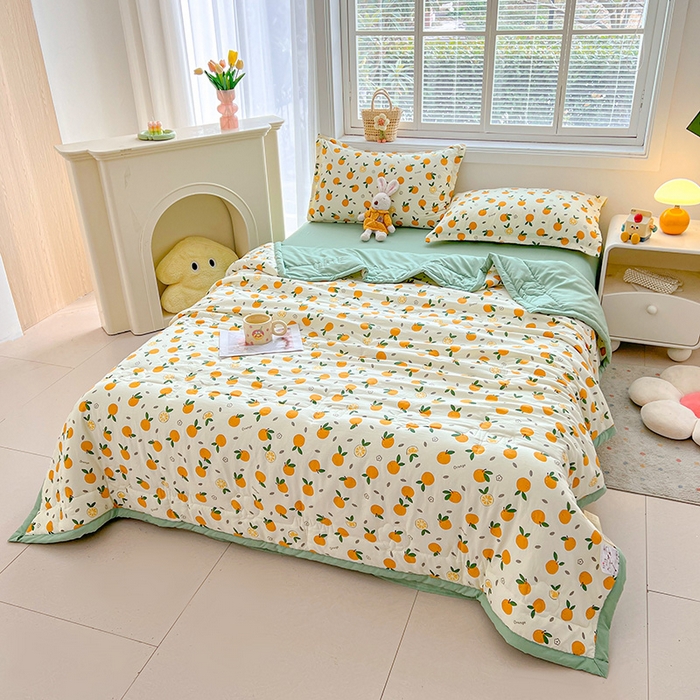 91家纺网 家纺一手货源 找家纺  2026新款A类直播爆款凌香棉花夏被空调被夏凉被 凌香桔子