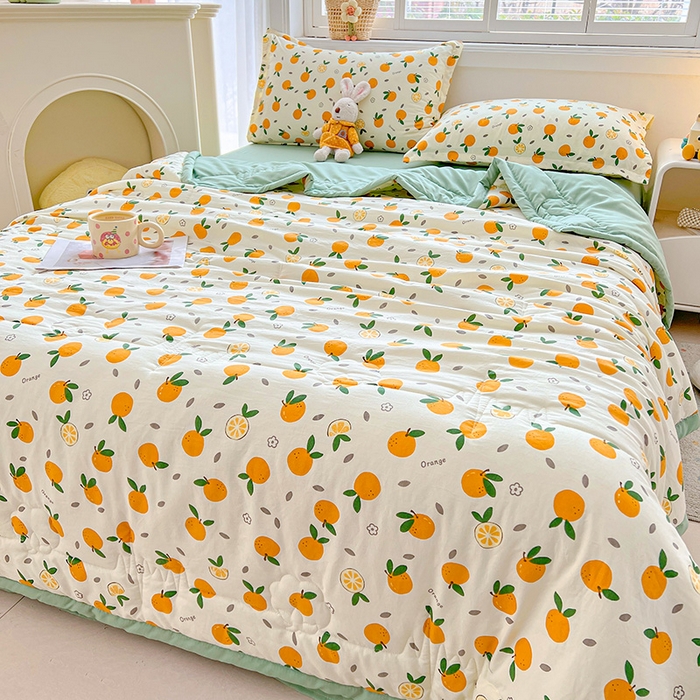 91家纺网 家纺一手货源 找家纺  2026新款A类直播爆款凌香棉花夏被空调被夏凉被 凌香桔子