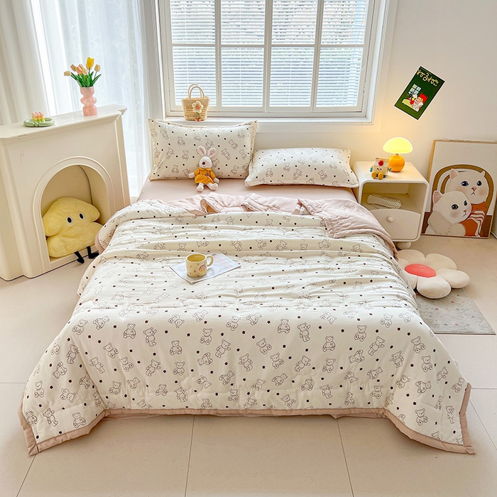 91家纺网 家纺一手货源 找家纺  2026新款A类直播爆款凌香棉花夏被空调被夏凉被 凌香云朵熊