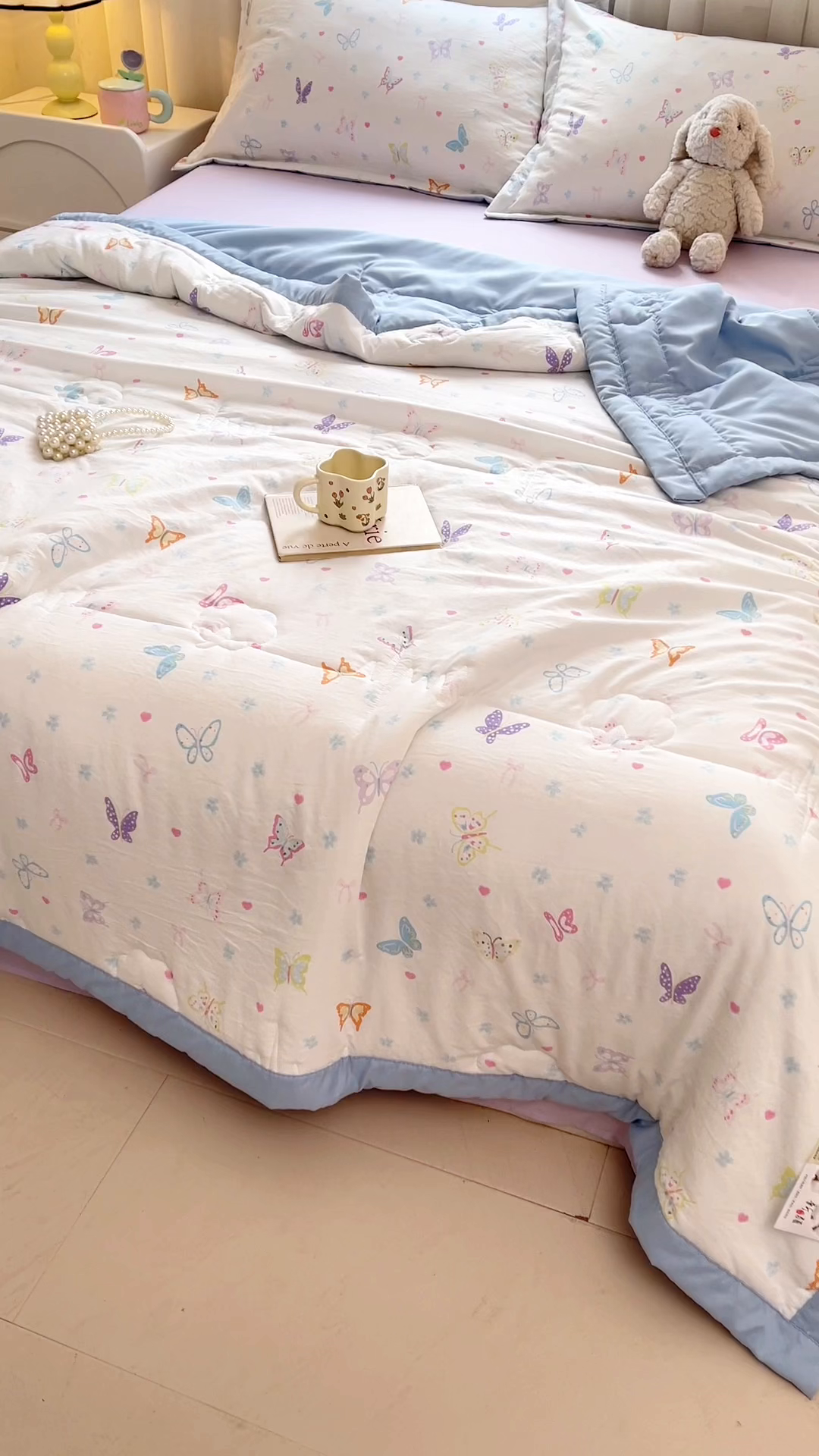 91家纺网 家纺一手货源 找家纺  2026新款A类直播爆款凌香棉花夏被空调被夏凉被 凌香蝶舞