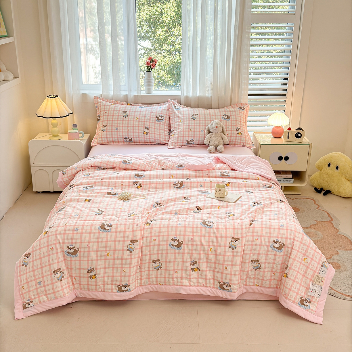 91家纺网 家纺一手货源 找家纺  2026新款A类直播爆款凌香棉花夏被空调被夏凉被 凌香格子狗