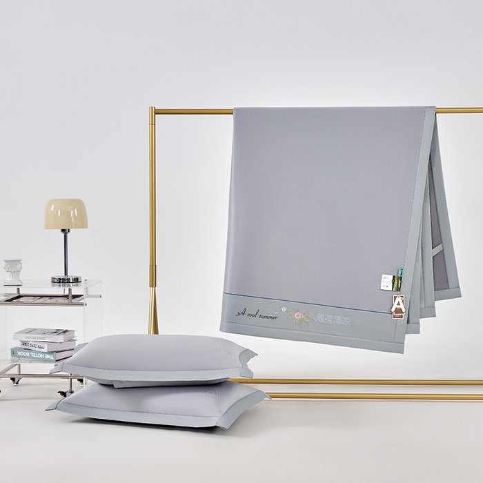 91家纺网 家纺一手货源 找家纺 小牛席业 2026春夏新款双PE高凉感-薄荷清凉冰丝席席子凉席 灰色