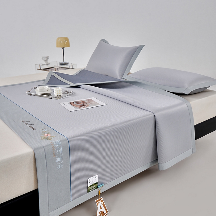 91家纺网 家纺一手货源 找家纺 小牛席业 2026春夏新款双PE高凉感-薄荷清凉冰丝席席子凉席 灰色